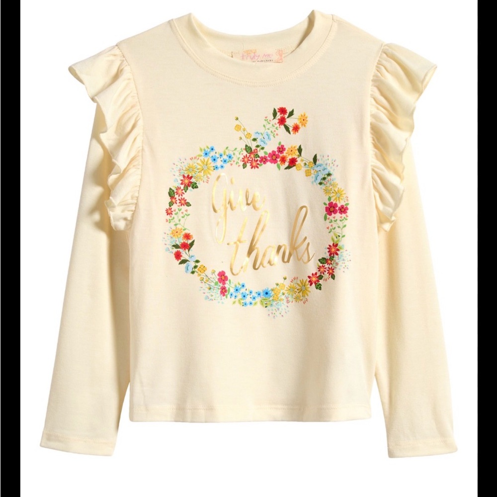 Truly Me Cream Floral Long Sleeve Tee